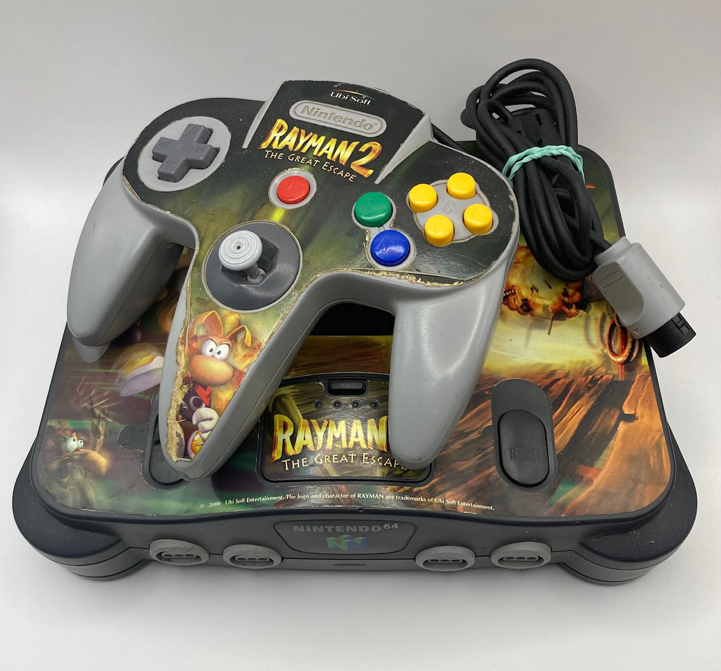 Nintendo 64 Konsole Schwarz (Rayman Sticker)